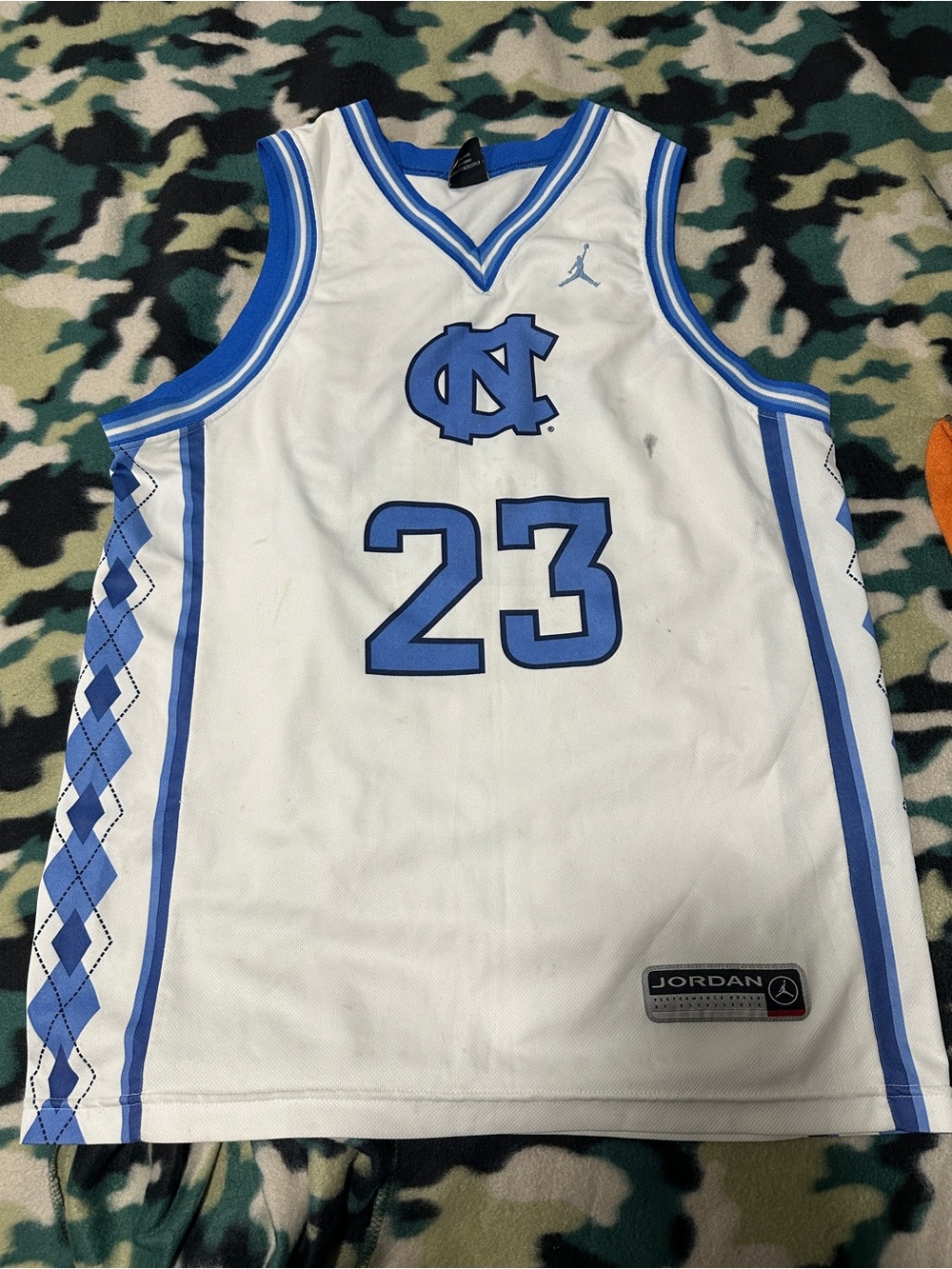 Jordan North Carolina Tar Heels #23 White and Carolina Blue Basketball Jersey